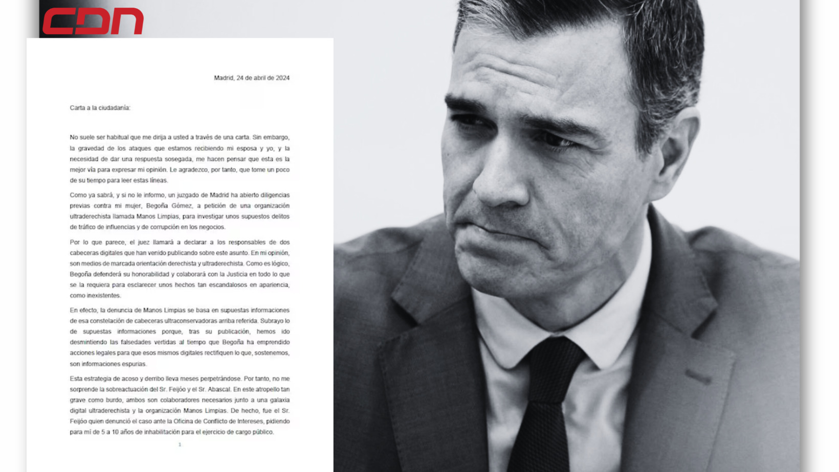 Carta del presidente Pedro Sánchez pone en duda si continuaría o no en el Gobierno