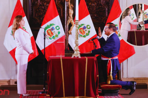 La presidenta del Perú, Dina Boluarte, tomó el juramento de Walter Ortiz Acosta como el nuevo ministro del Interior. Foto: CDN Digital