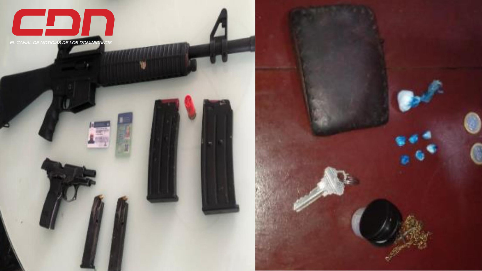 Armas y drogas ocupadas en operativo realizados por miembros de la Policía Nacional. Foto CDN Digital