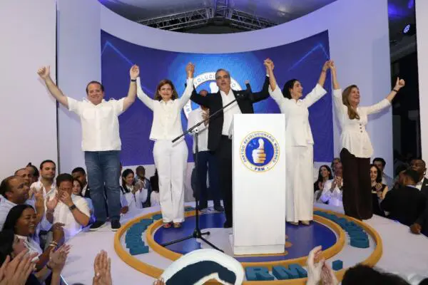 Luis Abinader celebra triunfo electoral (fuente externa)