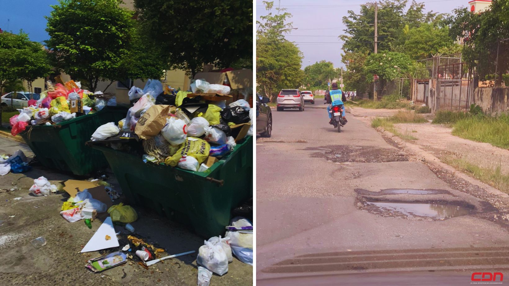 Denuncian cúmulos de basura y mal estado de una calle en SDN