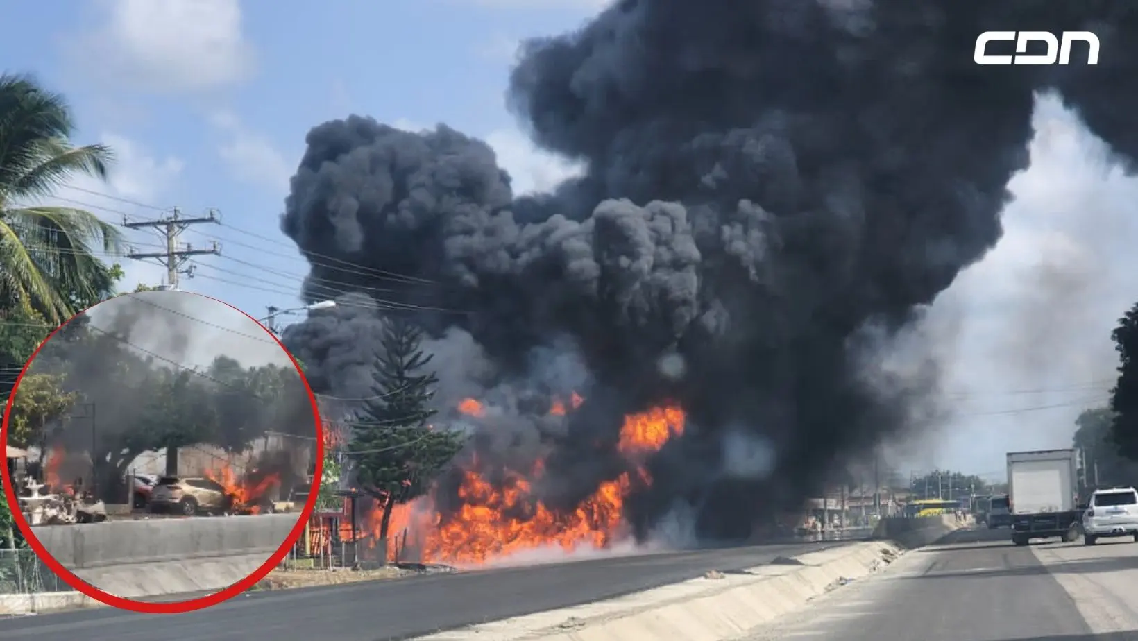 Explota camión tanquero en la autopista Duarte, La Vega. Foto: CDN Digital