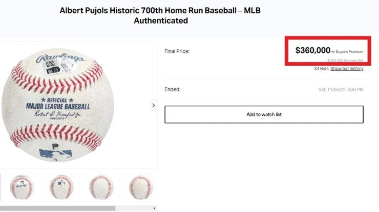 El precio en el que se vendió la pelota del jonrón 700 de Albert Pujols