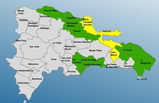 COE coloca 12 provincias en alerta por vaguada