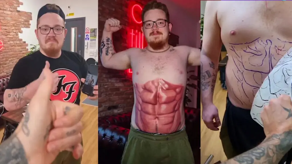 Se tatuó los abdominales para tener un "six pack" perfecto, el resultado es sorprendente