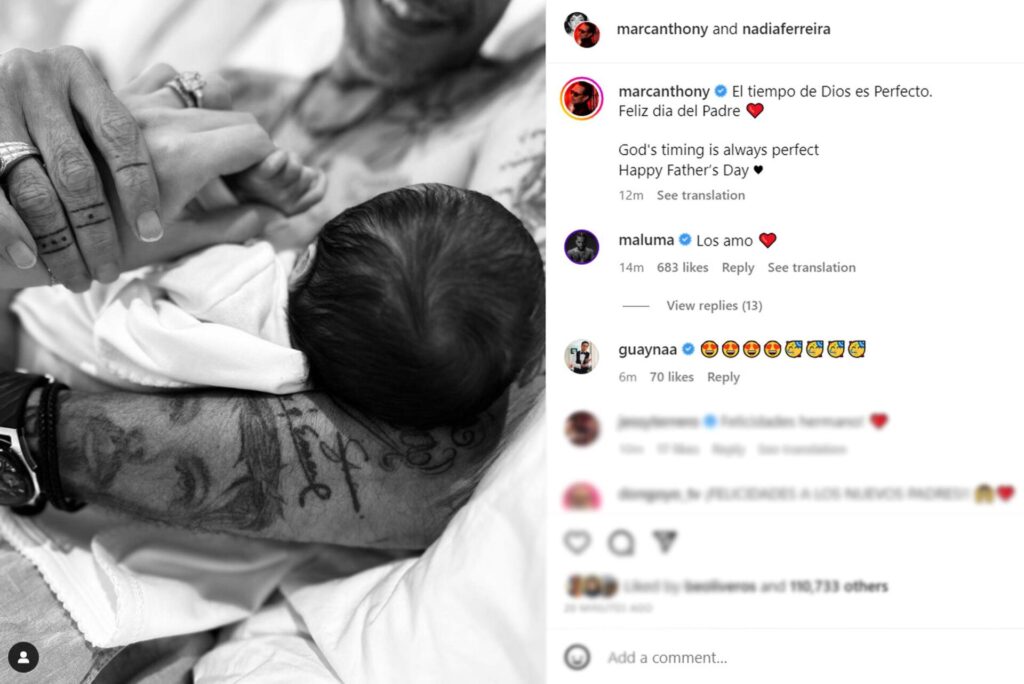 Marc Anthony recibe a su séptimo hijo en el Día del Padre