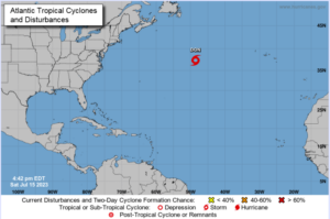 La tormenta subtropical Don se debilita en medio del Atlántico