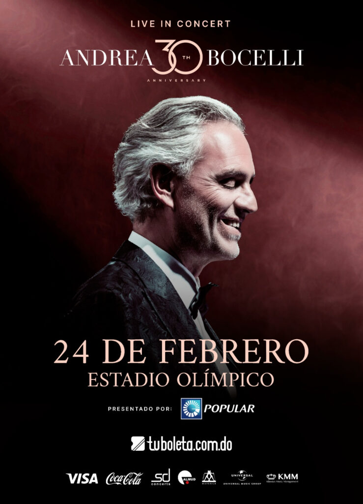 Andrea Bocelli se presenta en República Dominicana el 24 de febrero