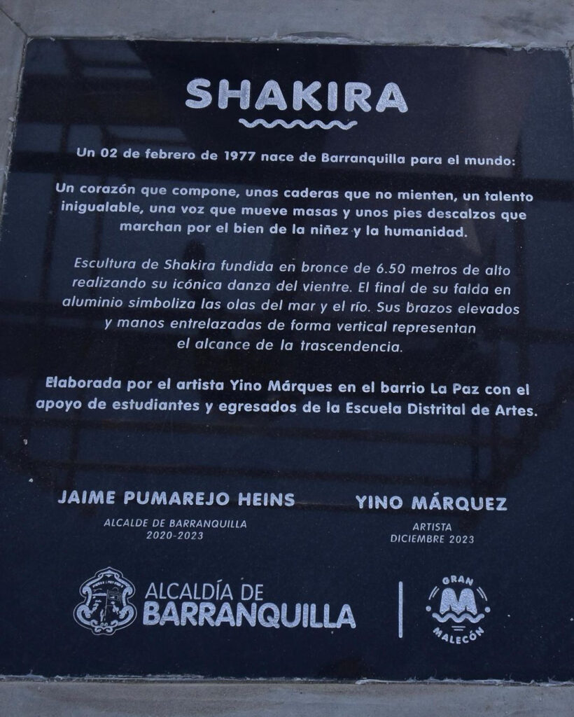 Así es la nueva estatua de Shakira en Barranquilla
