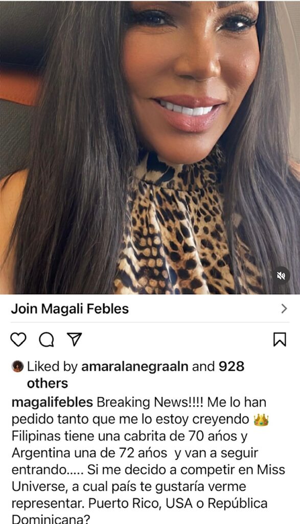 Magali Febles podría competir en Miss Universo a sus 54 años