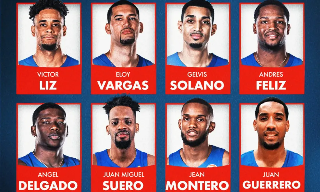 Parte de la Selección de Baloncesto de la República Dominicana que disputará con México
