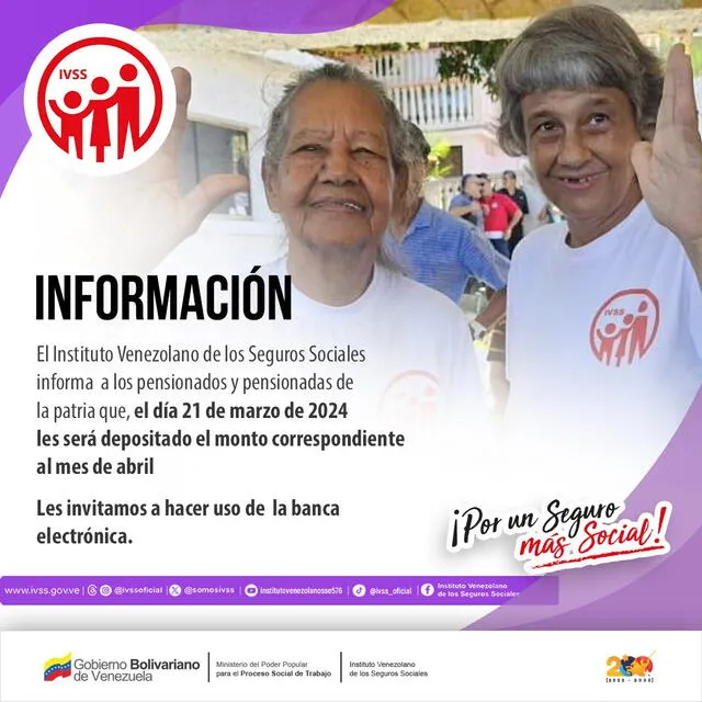 Pensión IVSS abril 2024 pago y nueva lista de pensionados en Venezuela
