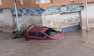 Inundación por desbordamiento del río Manzanares en el estado venezolano de Sucre (noroeste), por paso del huracán Beryl