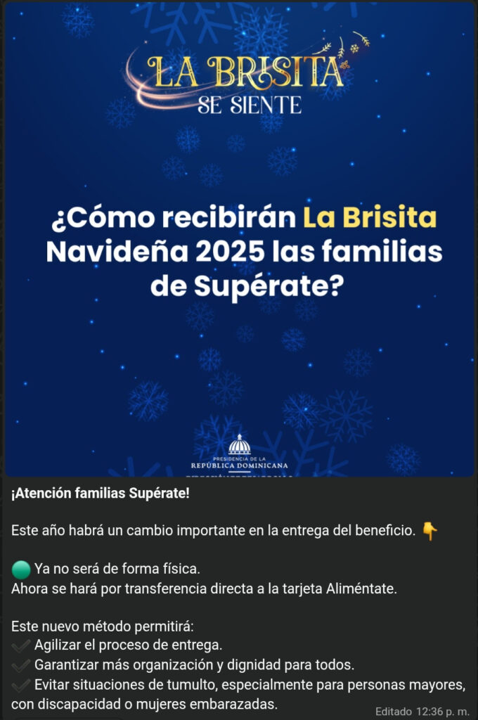 El Bono Navideño para las familias de Supérate Supérate será vía transferencia