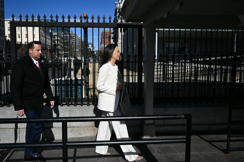 María Corina Machado a su llegada a la Casa Blanca. Foto: AFP