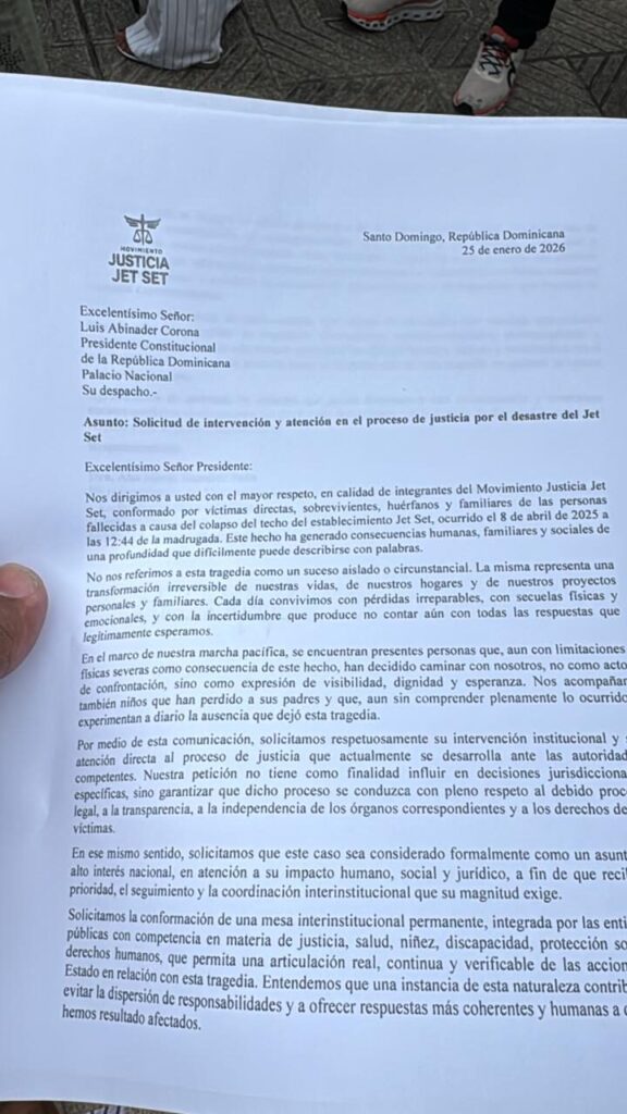 Familiares de víctimas del Jet Set envían carta al presidente Abinader solicitando su intervención