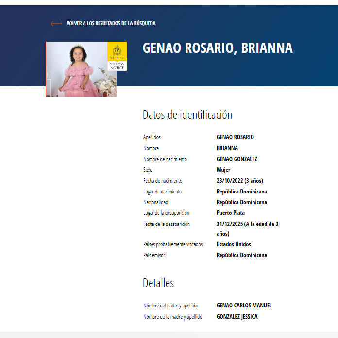 Ficha en la interpool de Brianna Genao