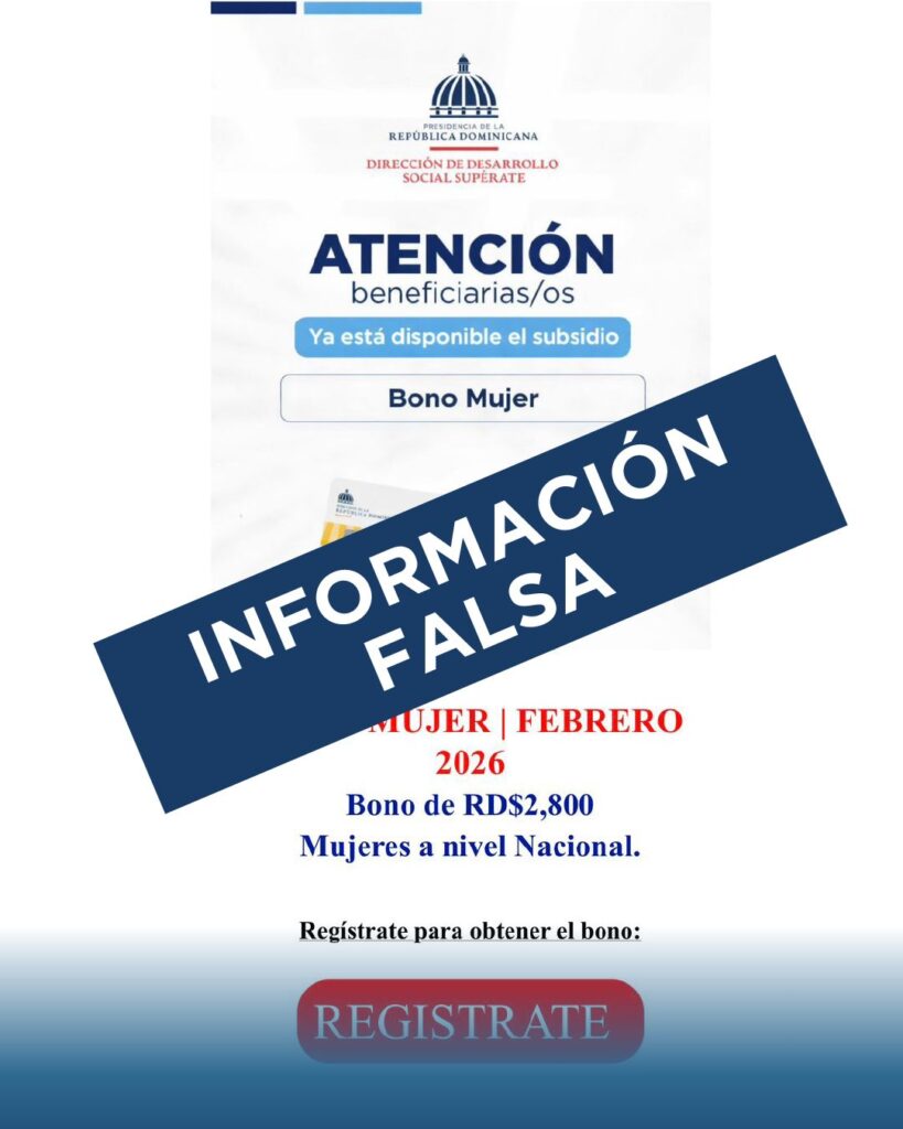 Bono Mujer falso RD: alerta por estafa digital