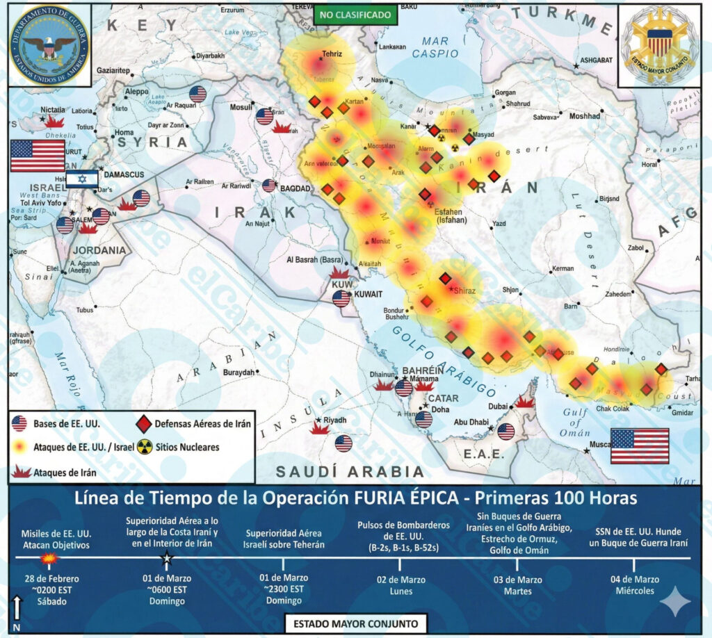 MAPA de las 100 horas de ataques de EE. UU e Israel contra Irán